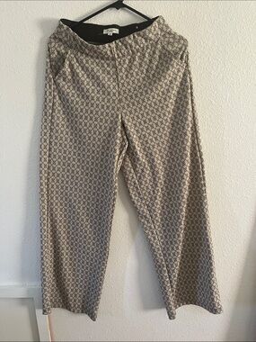 Max Studio Beige Patterned Wide Leg Pants M  flowy